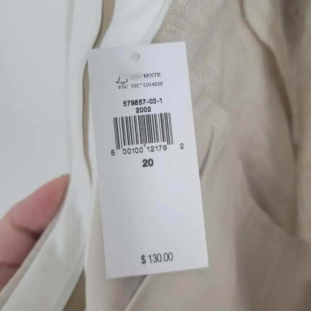 Banana Republic Natural Linen Beige Palma Straight Leg Pant 20